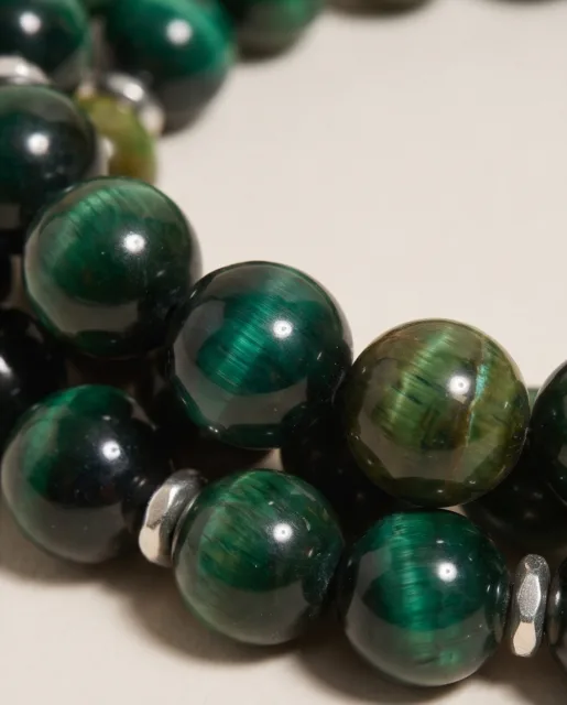 Green Tigers Eye Double Wrap Bracelet — handmade by Willow and Fox