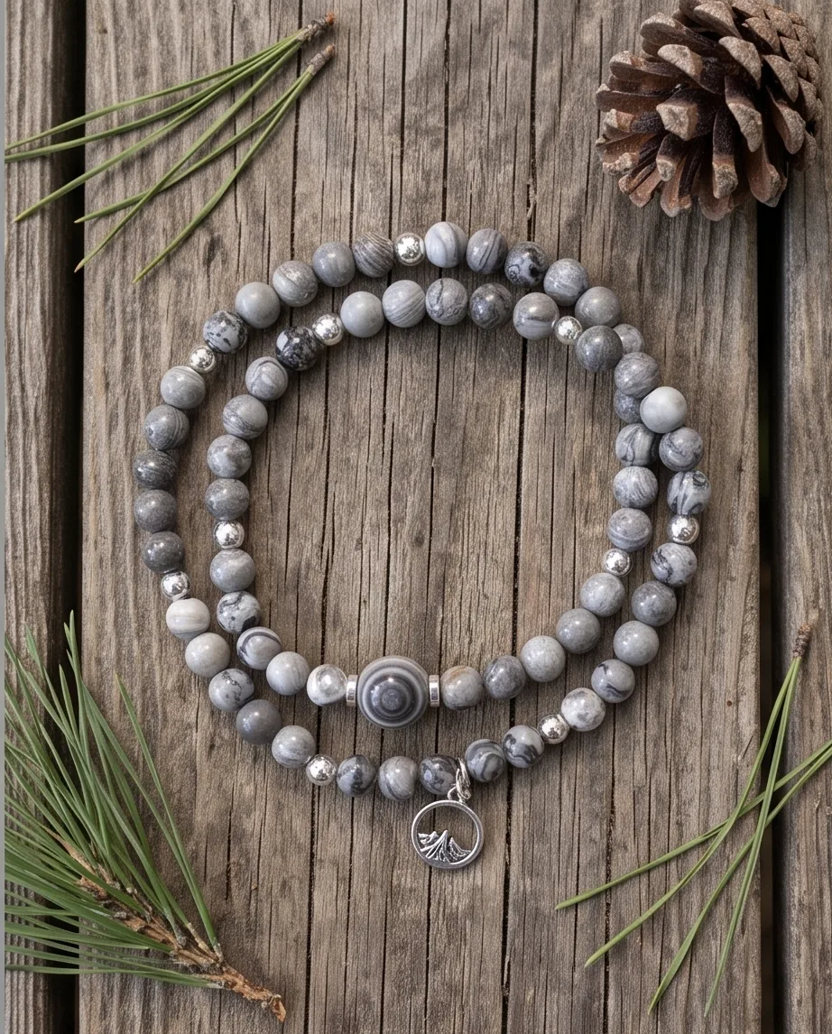 Grey Jasper Bracelet — handmade by Willow and Fox