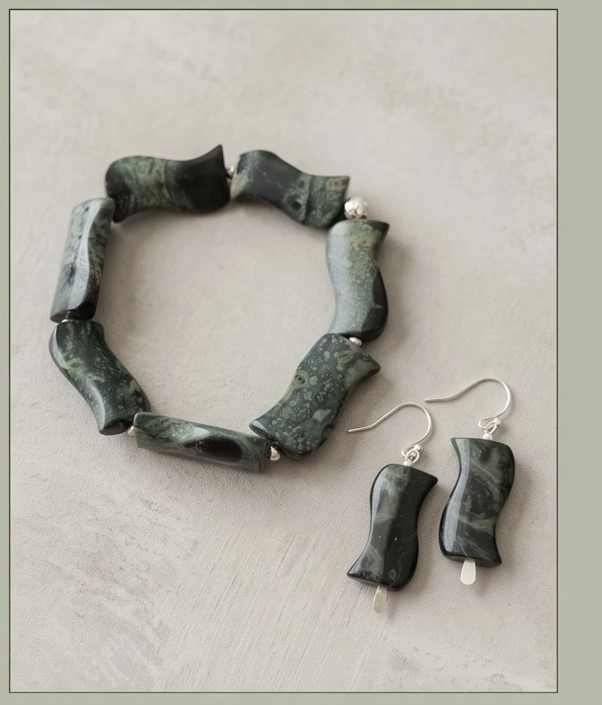 Kambaba Jasper Set — handmade by Willow and Fox