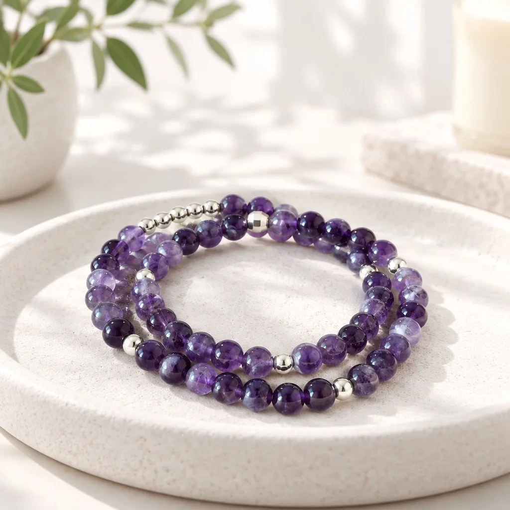 Ophira Amethyst Twin Bracelet — handmade by Willow and Fox