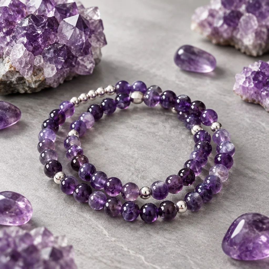 Ophira Amethyst Twin Bracelet — handmade by Willow and Fox