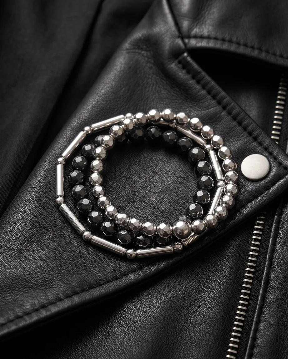 Raven Onyx Bar Bracelet — handmade by Willow and Fox