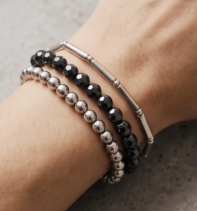 Raven Onyx Bar Bracelet — handmade by Willow and Fox
