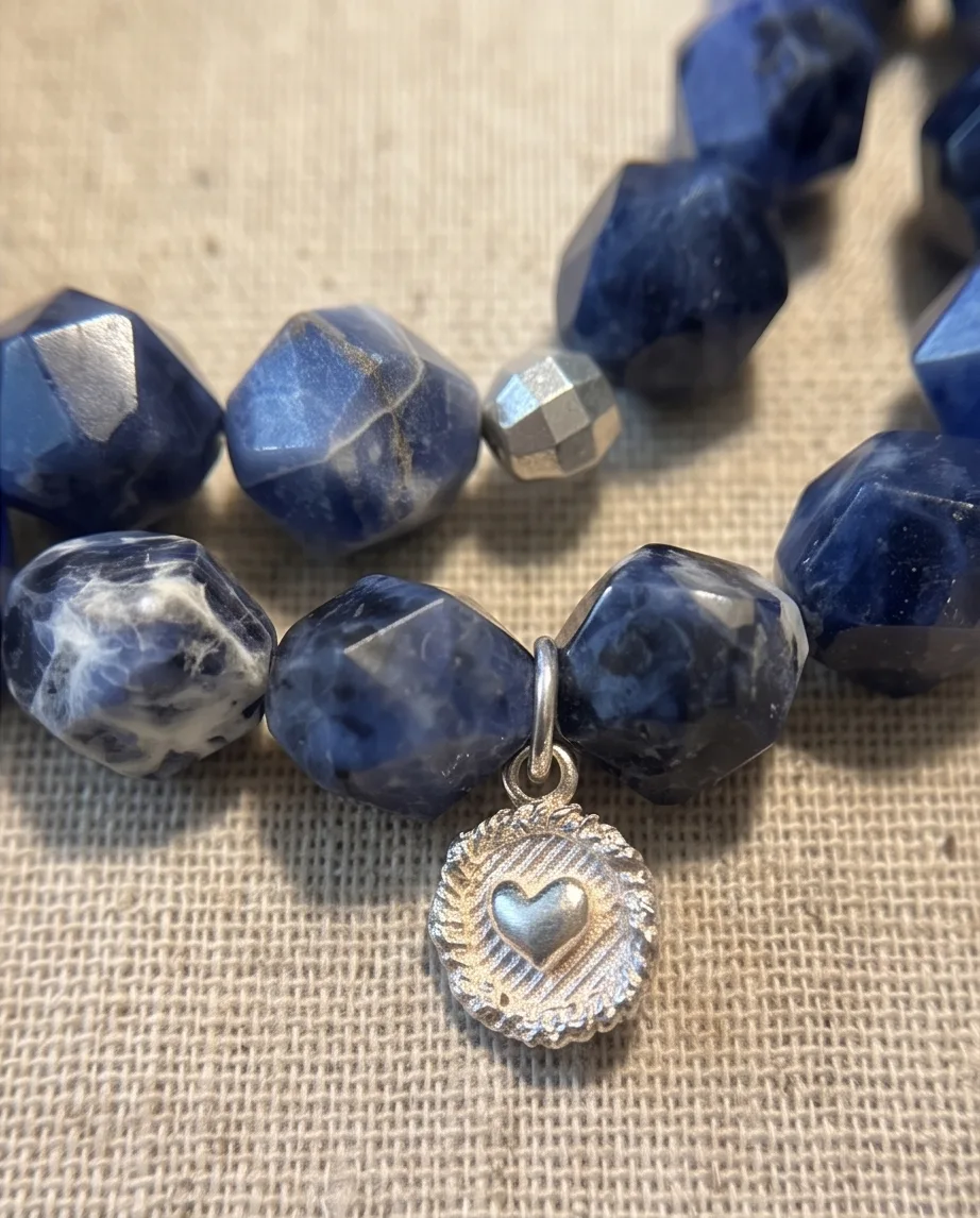 Sodalite Heart Bracelet — handmade by Willow and Fox