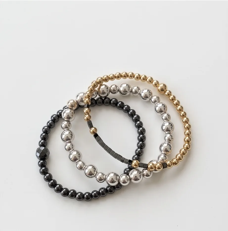 Solstice Tri-Metal Bead Bracelet — handmade by Willow and Fox