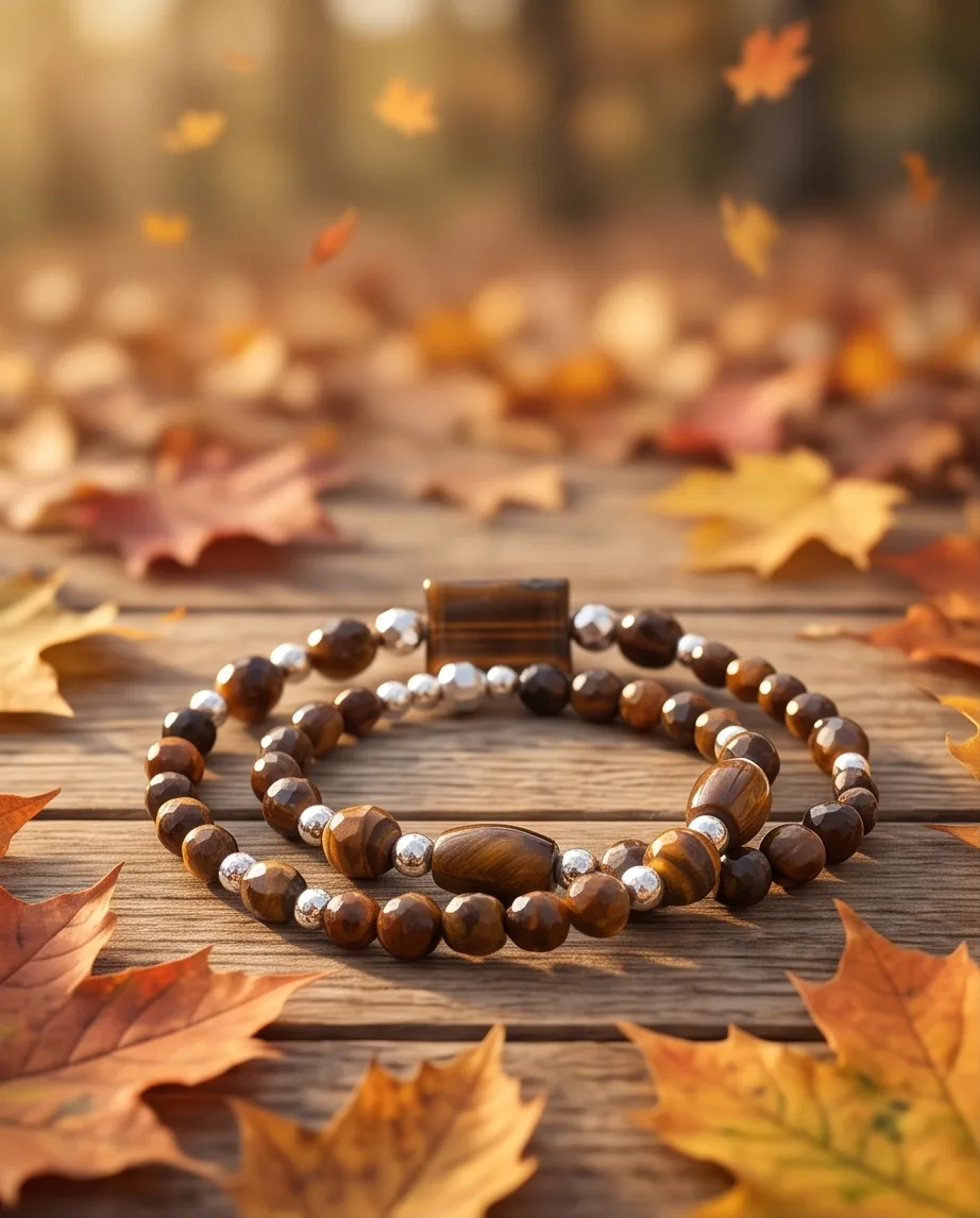 Thalia Tiger Eye Double Bracelet — handmade by Willow and Fox