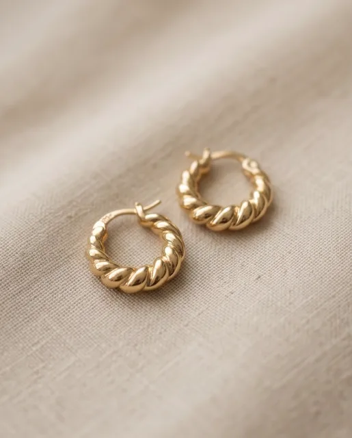Fable Gold Twist Hoops — handmade by Willow and Fox