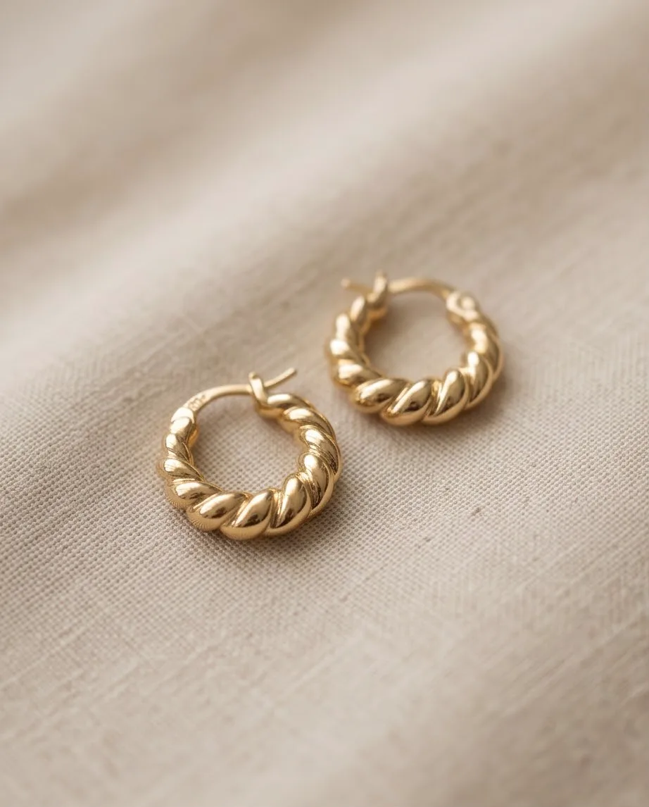 Fable Gold Twist Hoops — handmade by Willow and Fox
