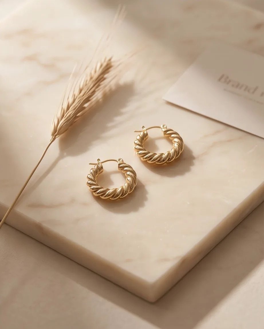 Fable Gold Twist Hoops — handmade by Willow and Fox