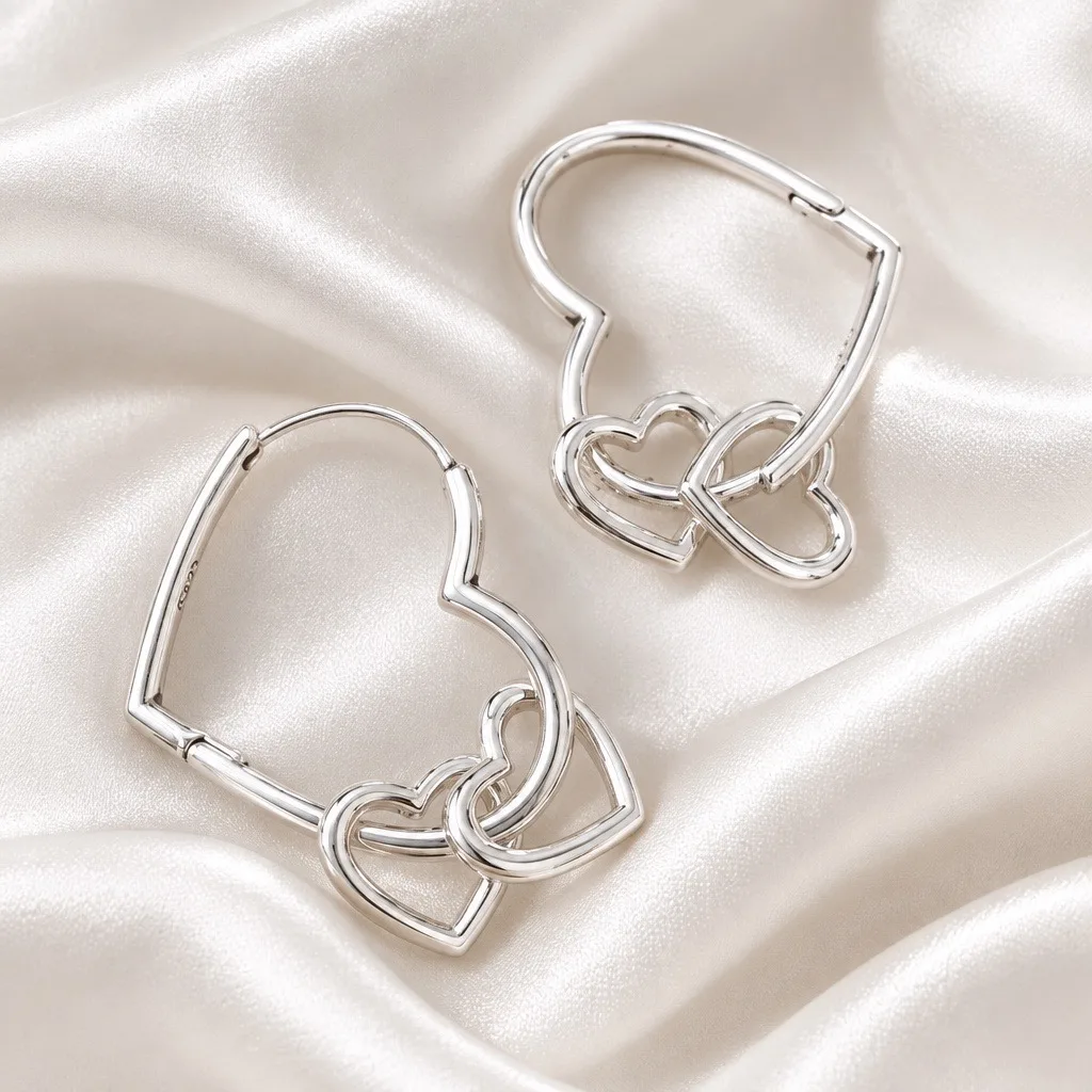 Lior Heart-Link Hoops — handmade by Willow and Fox
