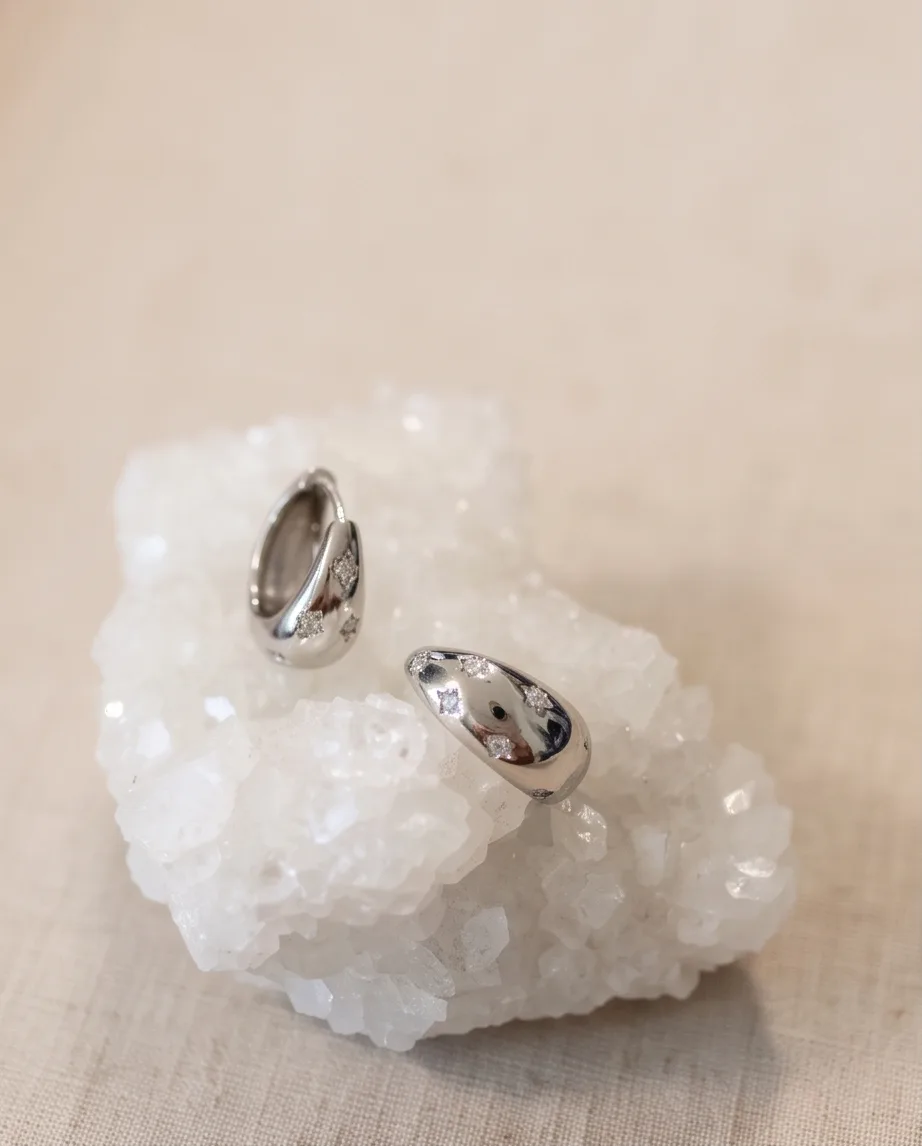 Meridian Silver Dome Hoops — handmade by Willow and Fox
