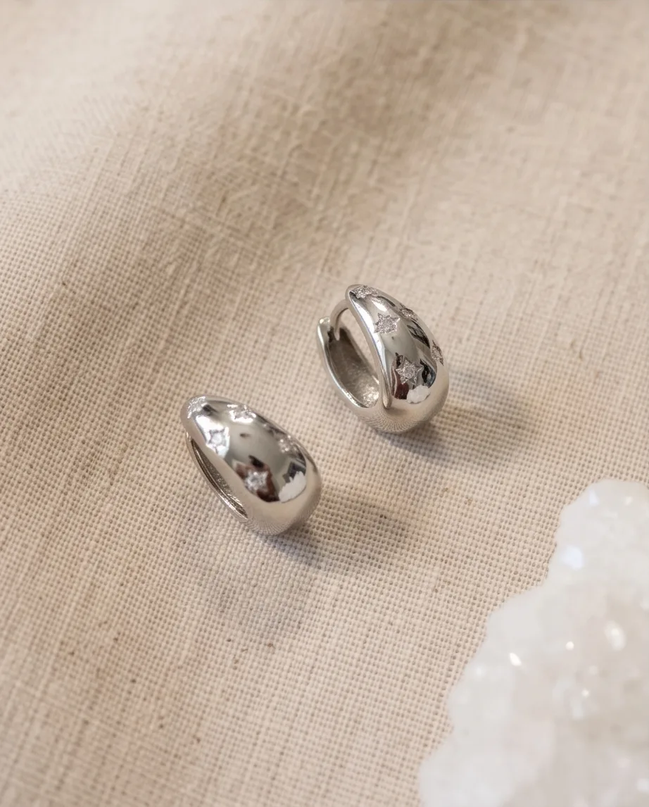 Meridian Silver Dome Hoops — handmade by Willow and Fox