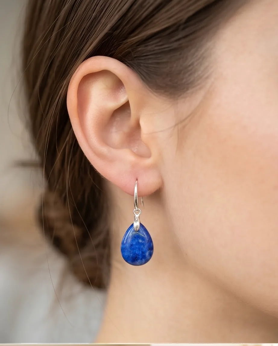 Odessa Blue Agate Drop Earrings — handmade by Willow and Fox