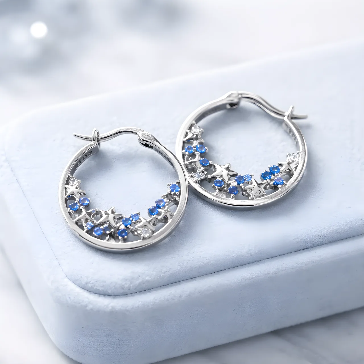 Sapphire Lunaria Earrings — handmade by Willow and Fox