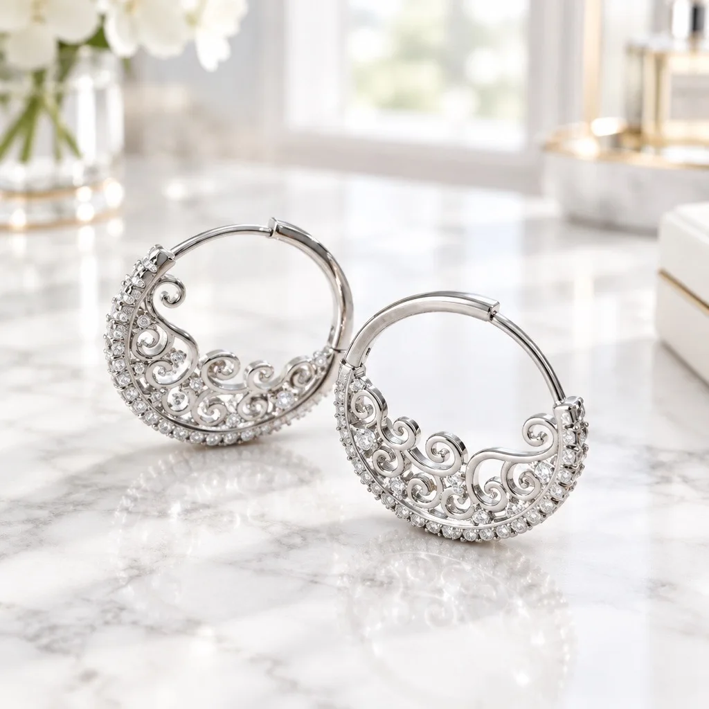 Seraphine Filigree Crescent Hoops — handmade by Willow and Fox