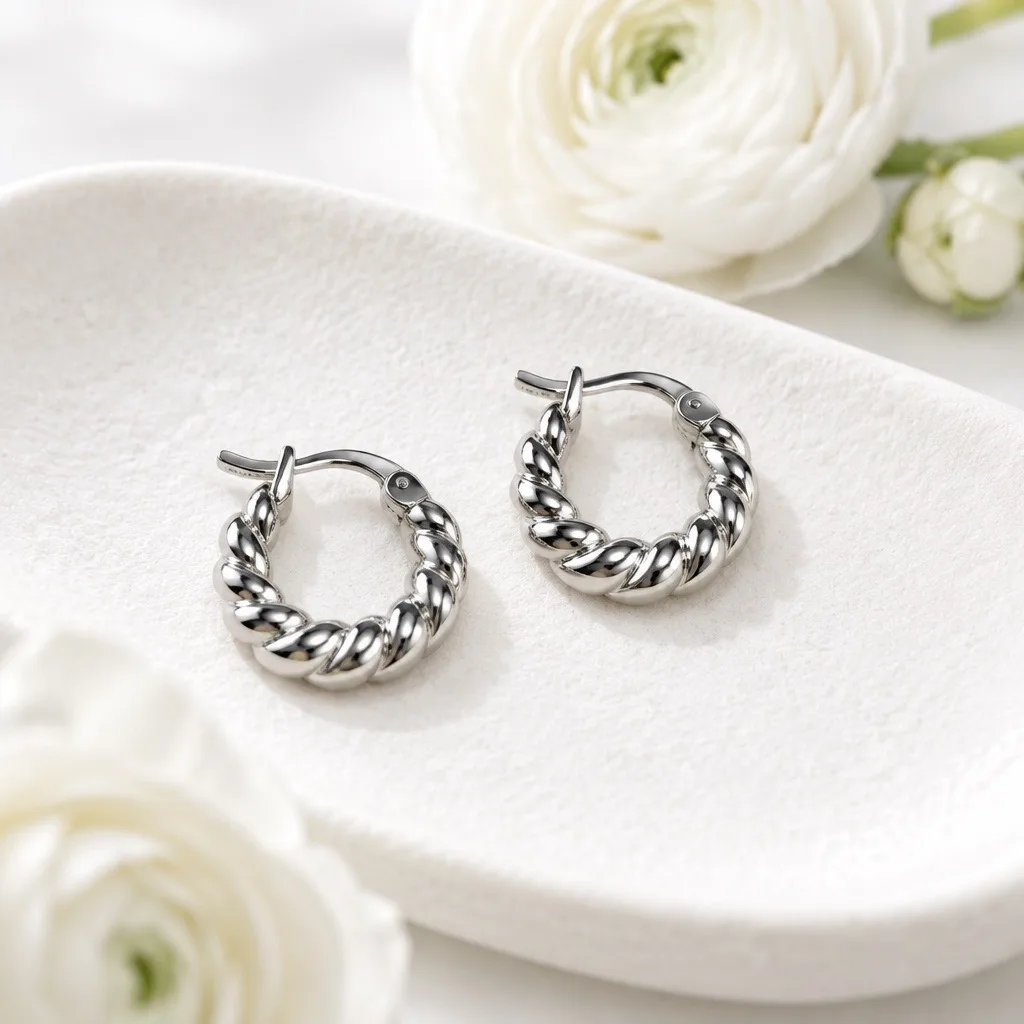 Torsade Silver Rope Hoops — handmade by Willow and Fox