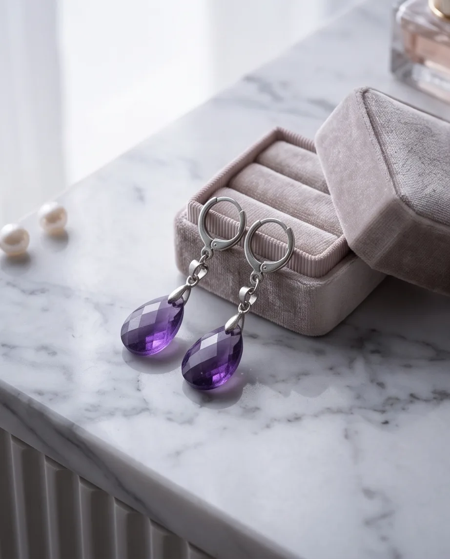Violette Amethyst Drop Earrings — handmade by Willow and Fox
