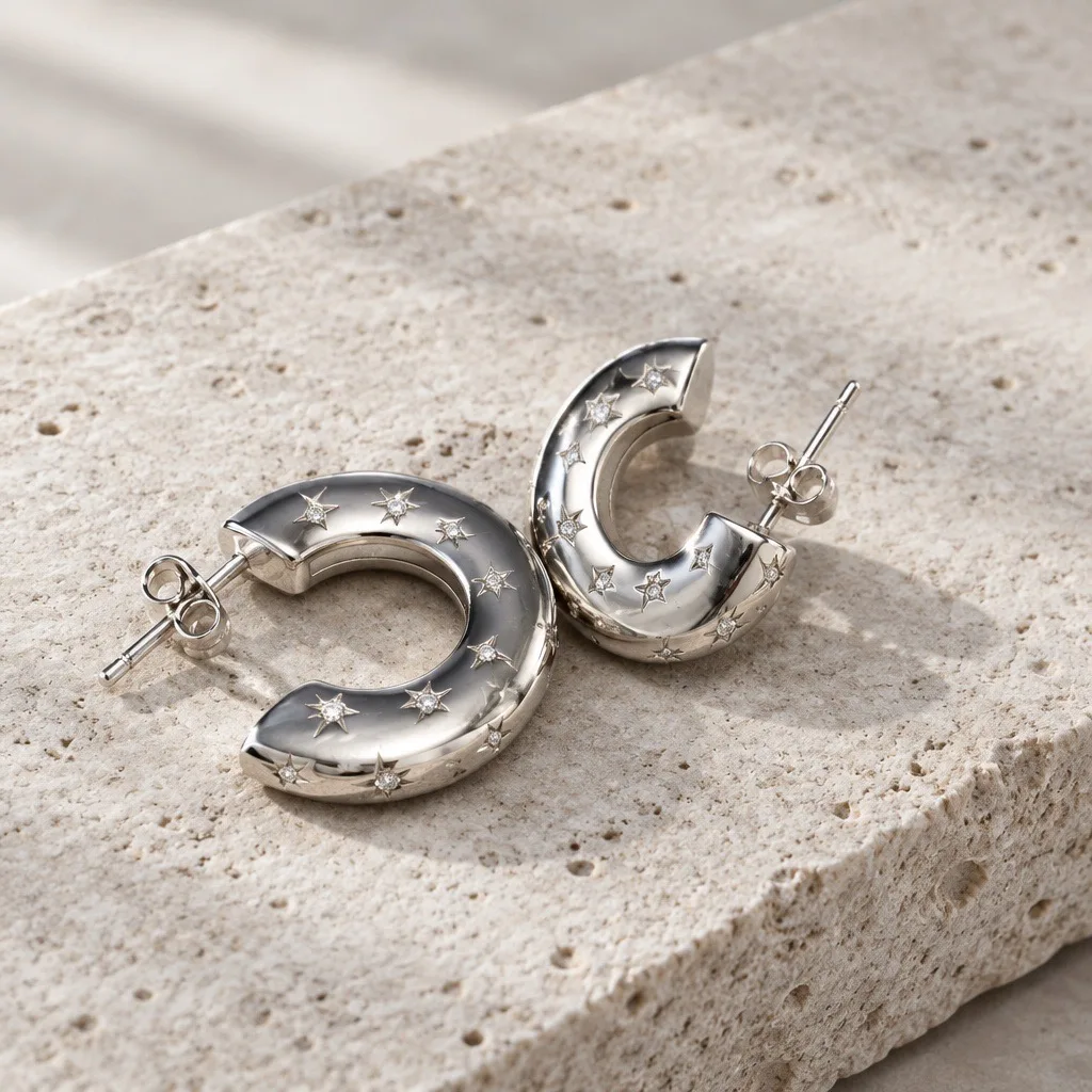 Wren Starlight Hoops — handmade by Willow and Fox