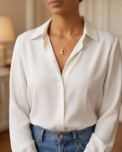 Celeste Moon and Star Necklace — handmade by Willow and Fox
