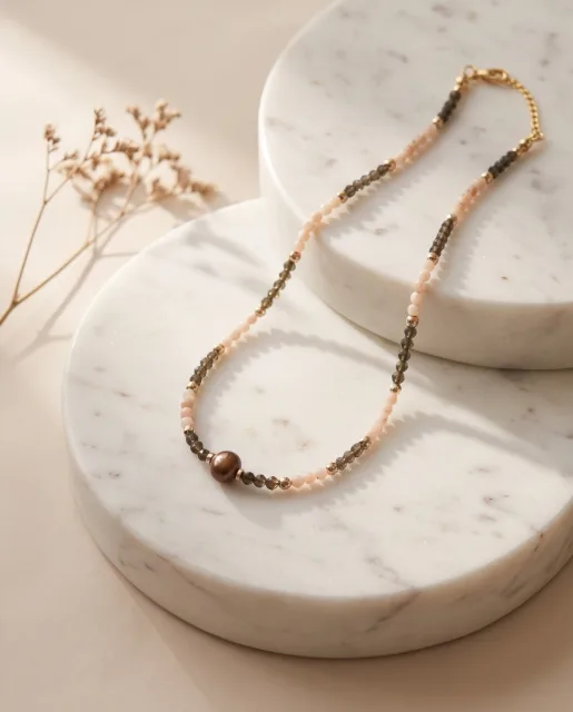 Coraline Smoky Quartz Pearl Necklace — handmade by Willow and Fox