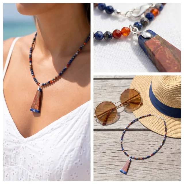 Lapis Lazuli Starfall Necklace — handmade by Willow and Fox