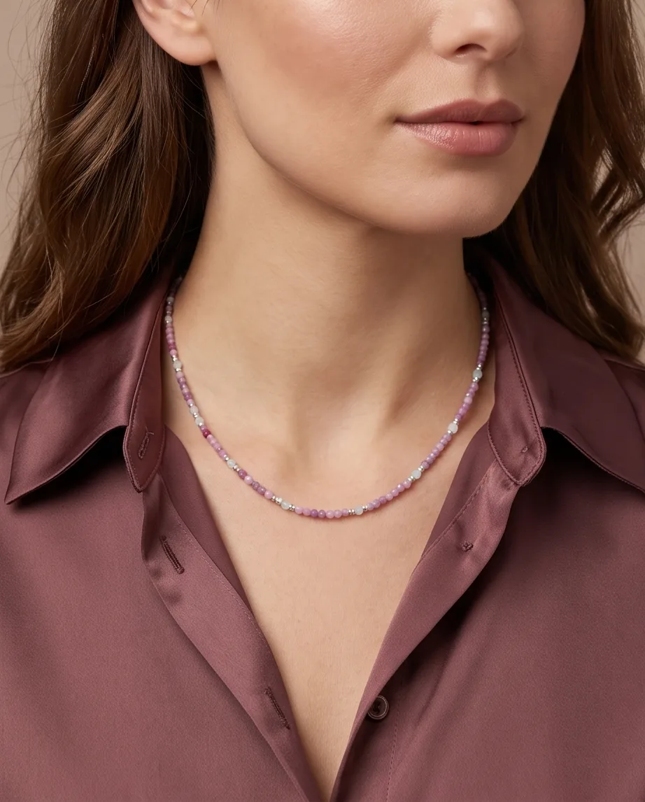 Ruby Rose & White Crystal Necklace — handmade by Willow and Fox