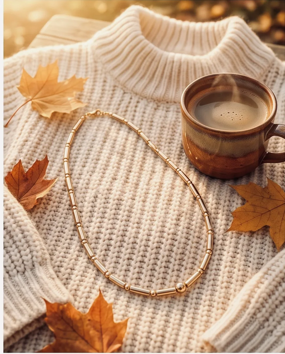 Sienna Gold Link Hematite Necklace — handmade by Willow and Fox
