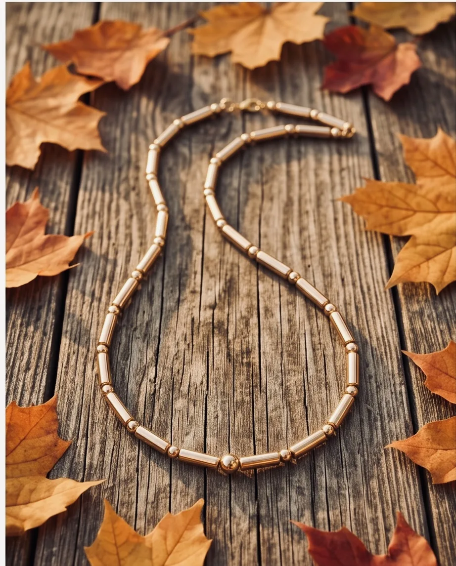 Sienna Gold Link Hematite Necklace — handmade by Willow and Fox
