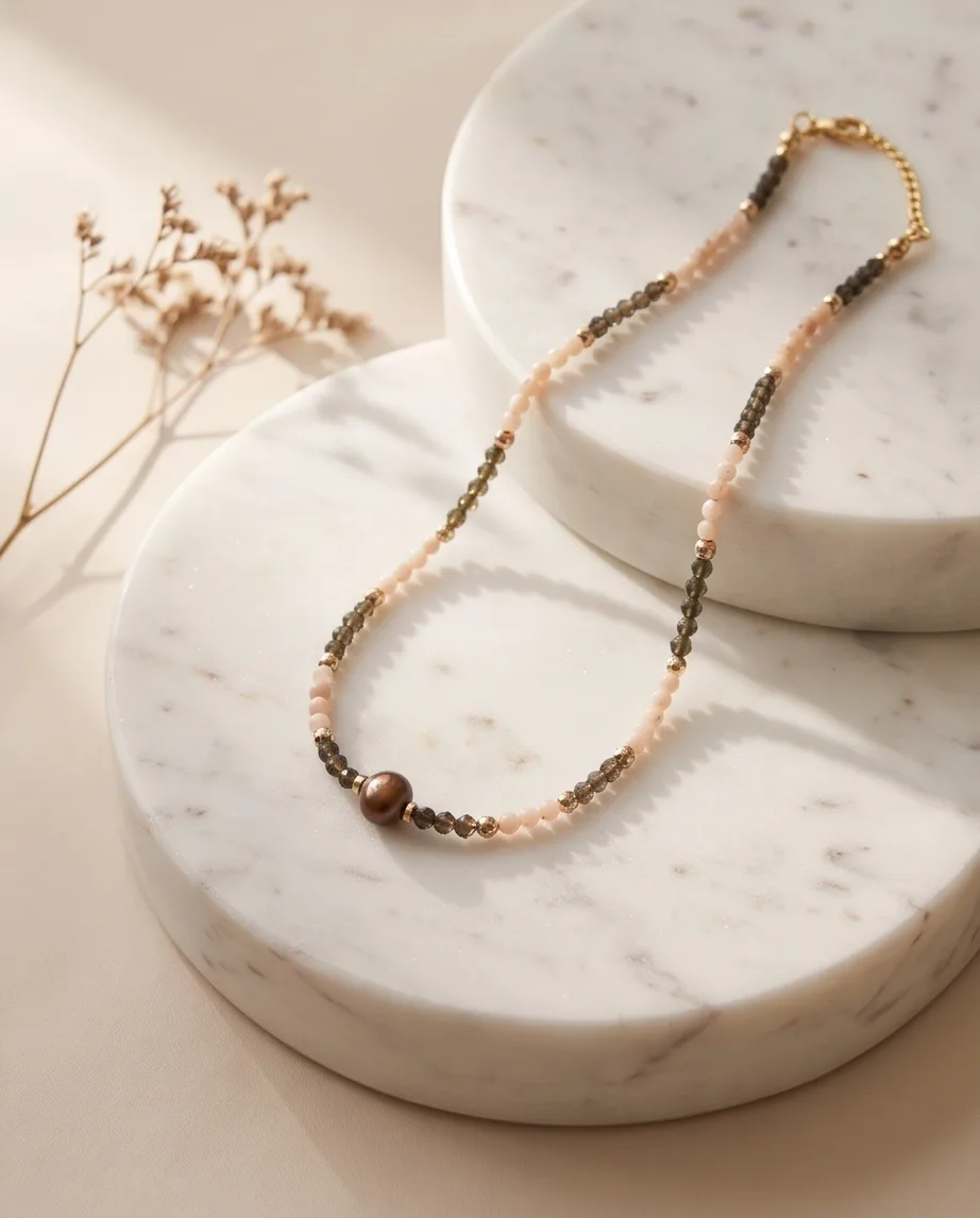 Sienna Opal Pearl Choker Necklace — handmade by Willow and Fox
