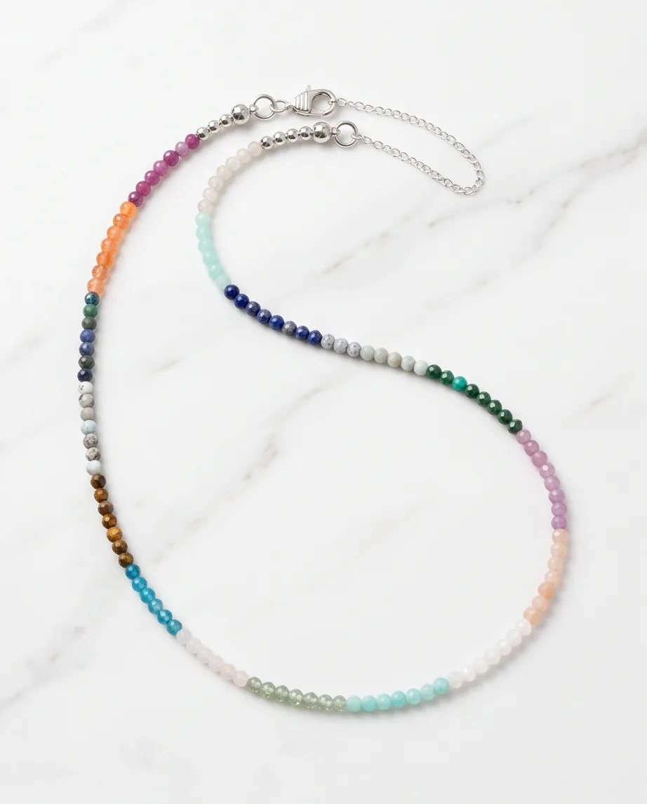 Zinnia Rainbow Gemstone Necklace — handmade by Willow and Fox