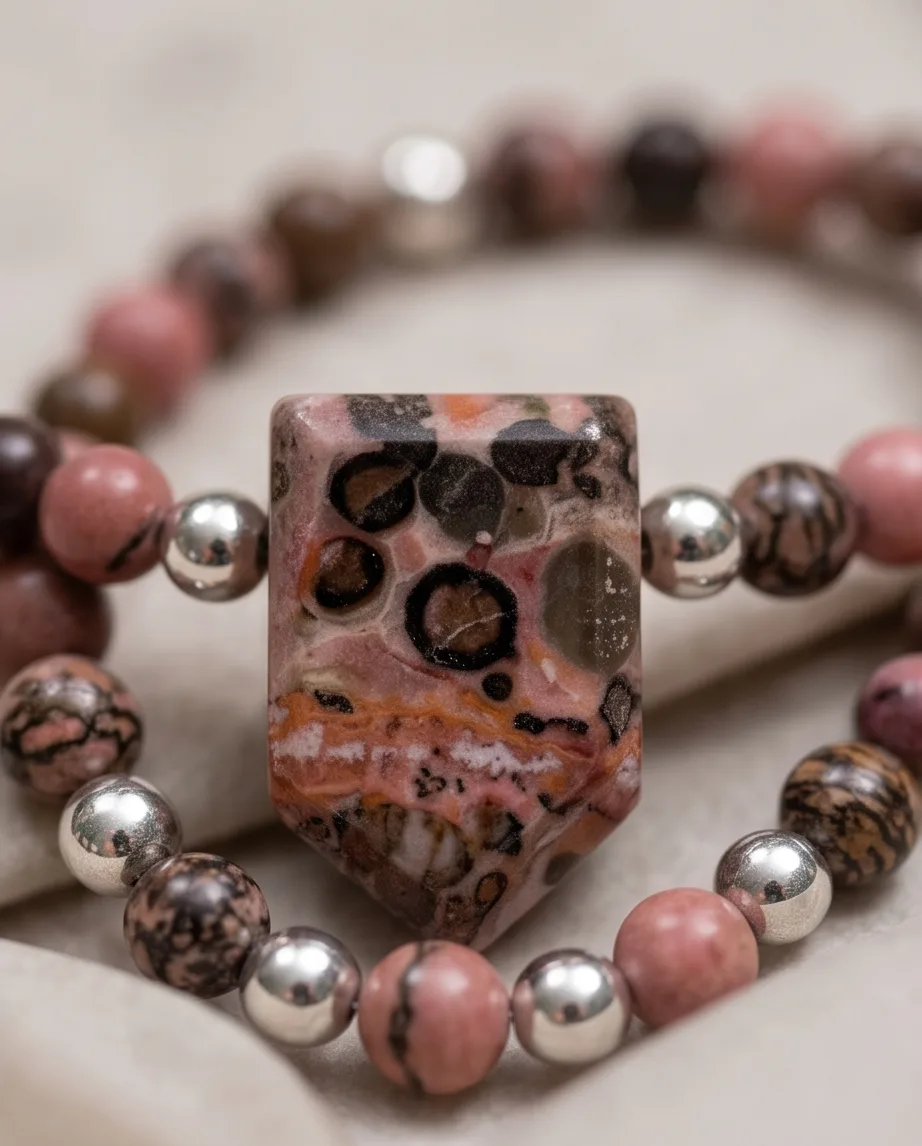 Zora Rhodonite Pendant Necklace — handmade by Willow and Fox