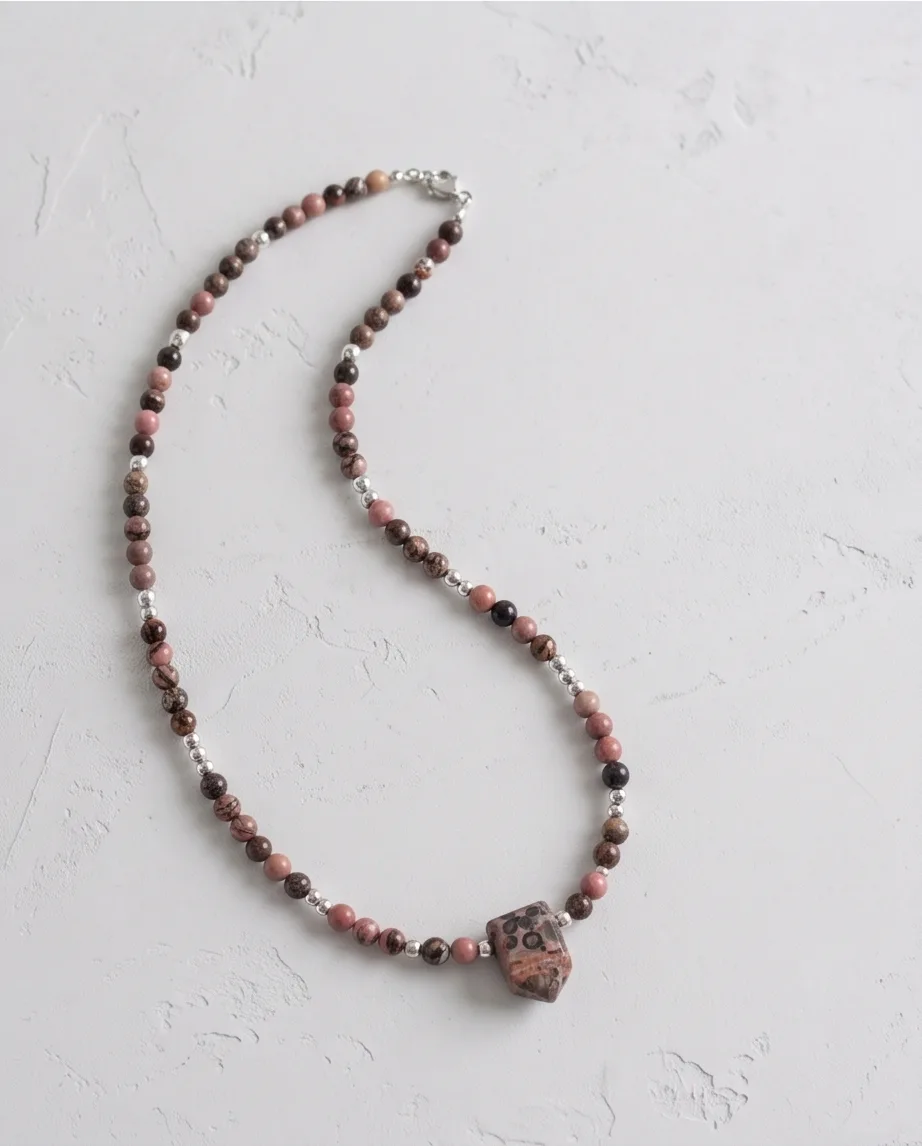 Zora Rhodonite Pendant Necklace — handmade by Willow and Fox